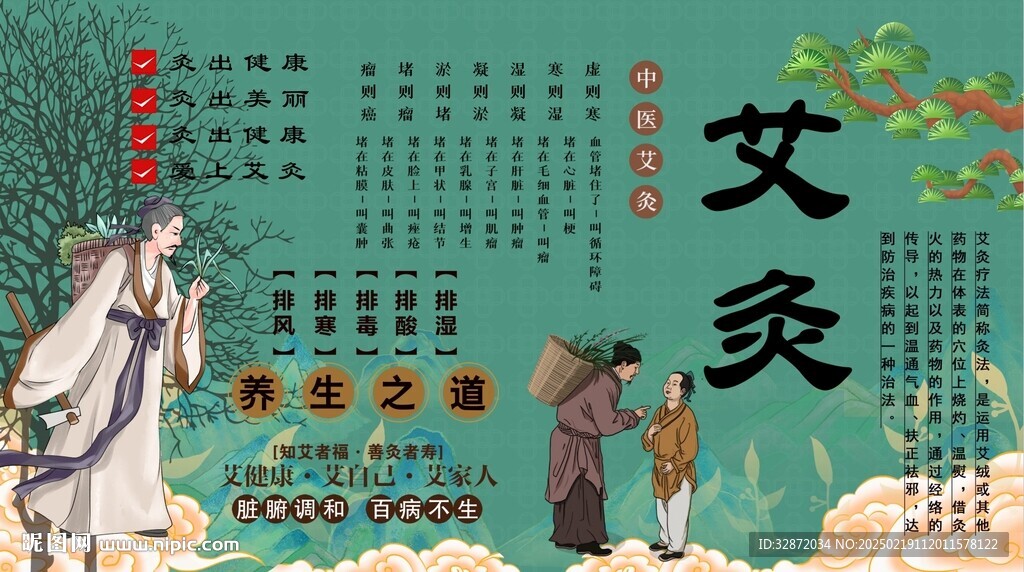 艾灸背景墙