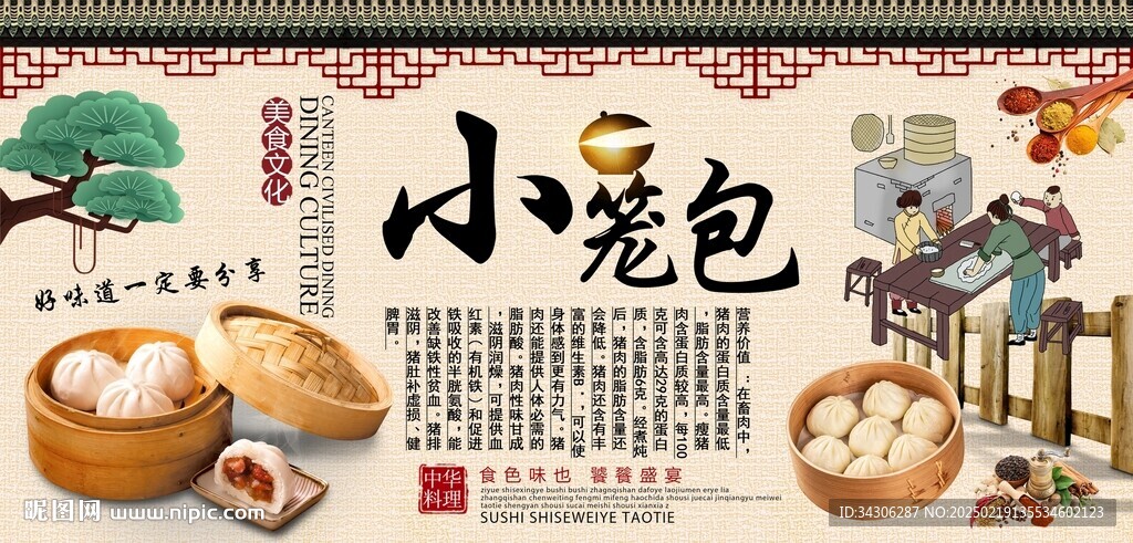 小笼包背景墙