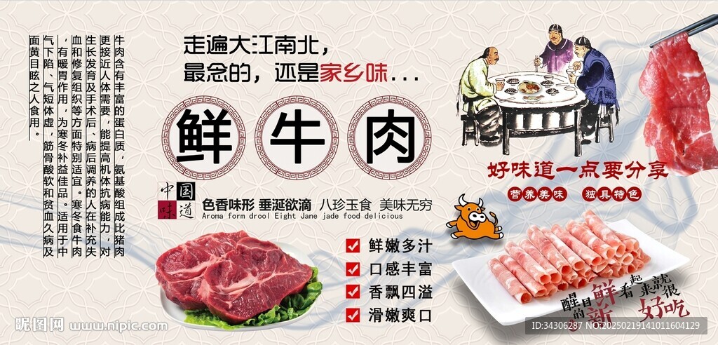 鲜牛肉背景墙
