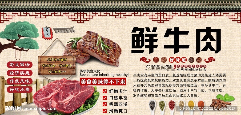 鲜牛肉背景墙