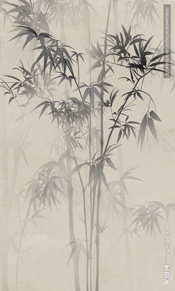 竖幅水墨竹林