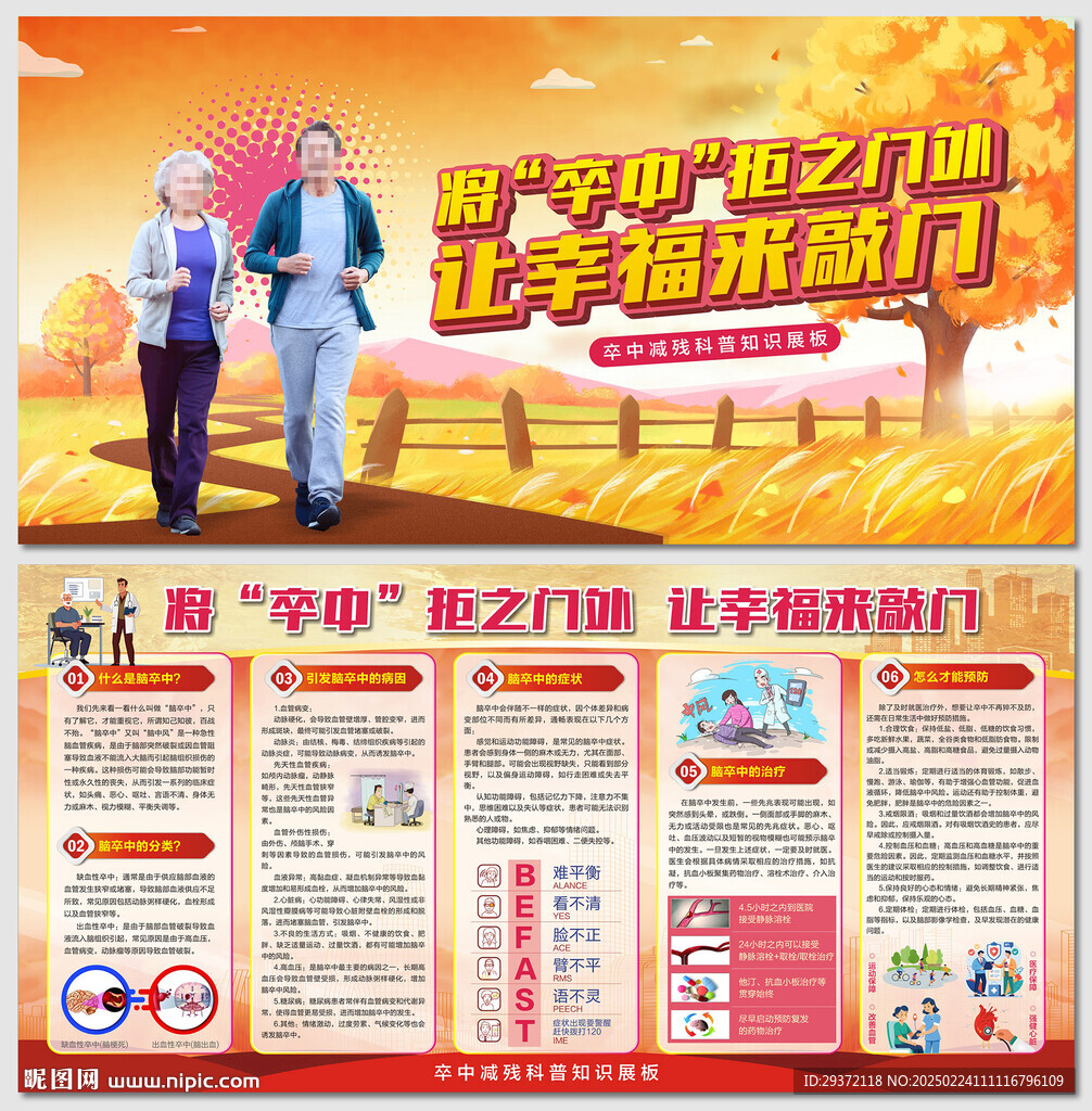 脑卒中减残科普健康知识展板