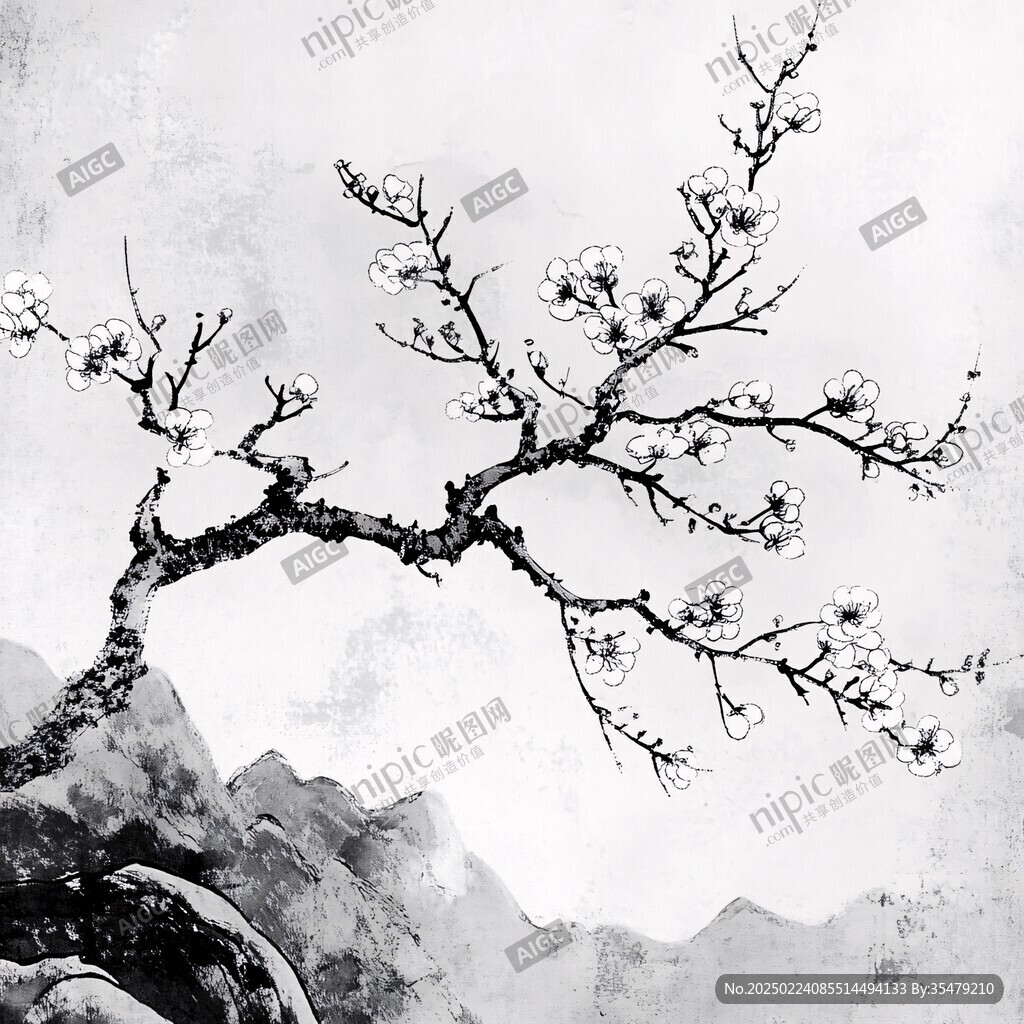 水墨梅花古风装饰画