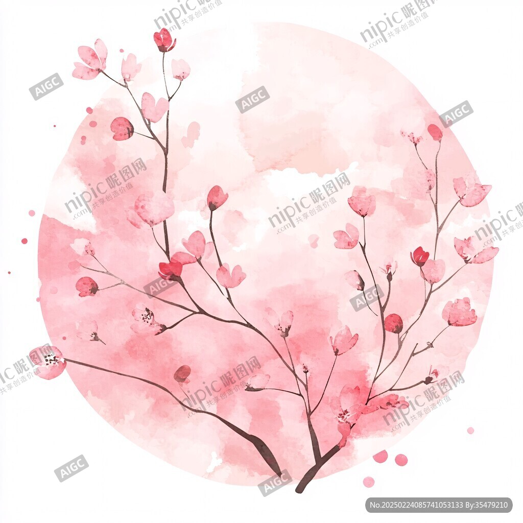 水彩风手绘梅花