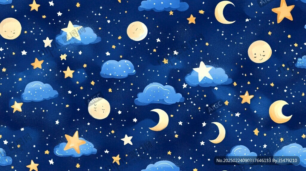 夜晚云彩星星