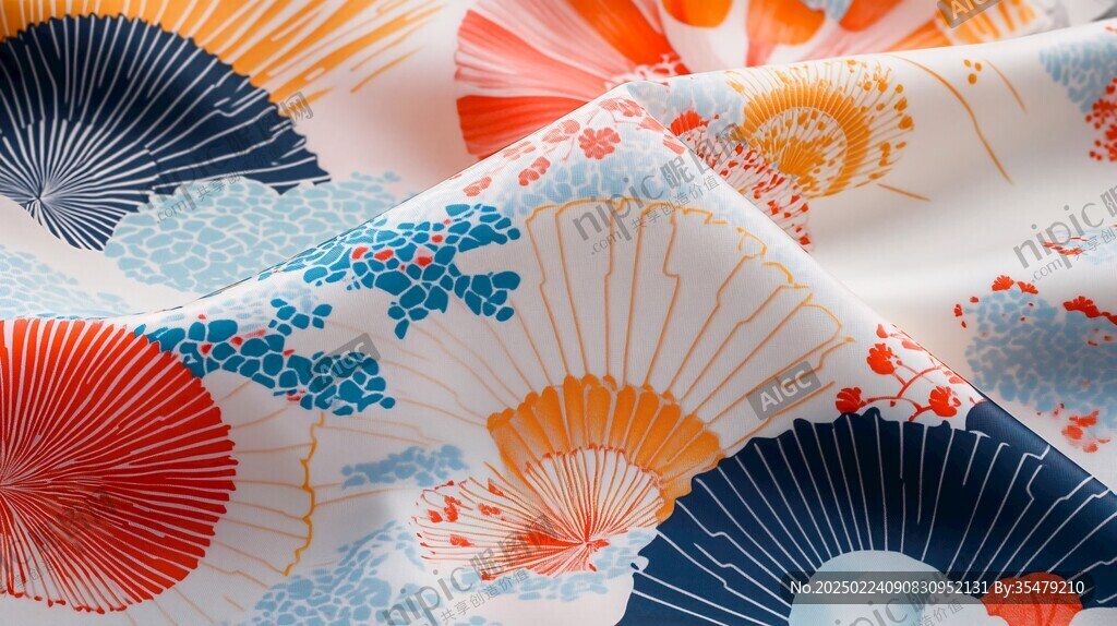 折扇海浪插画