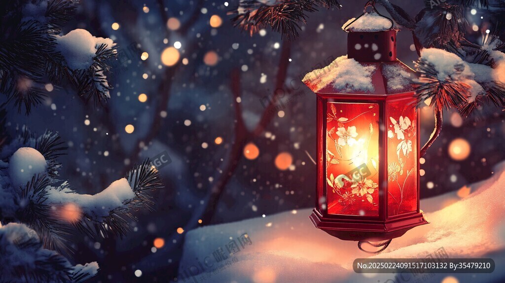 雪景灯笼