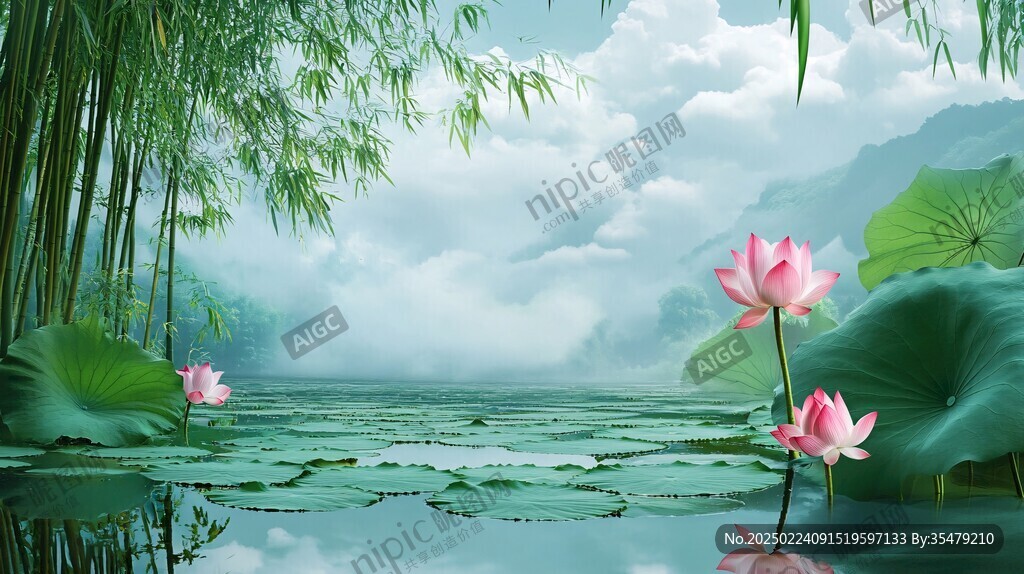 3d荷花背景
