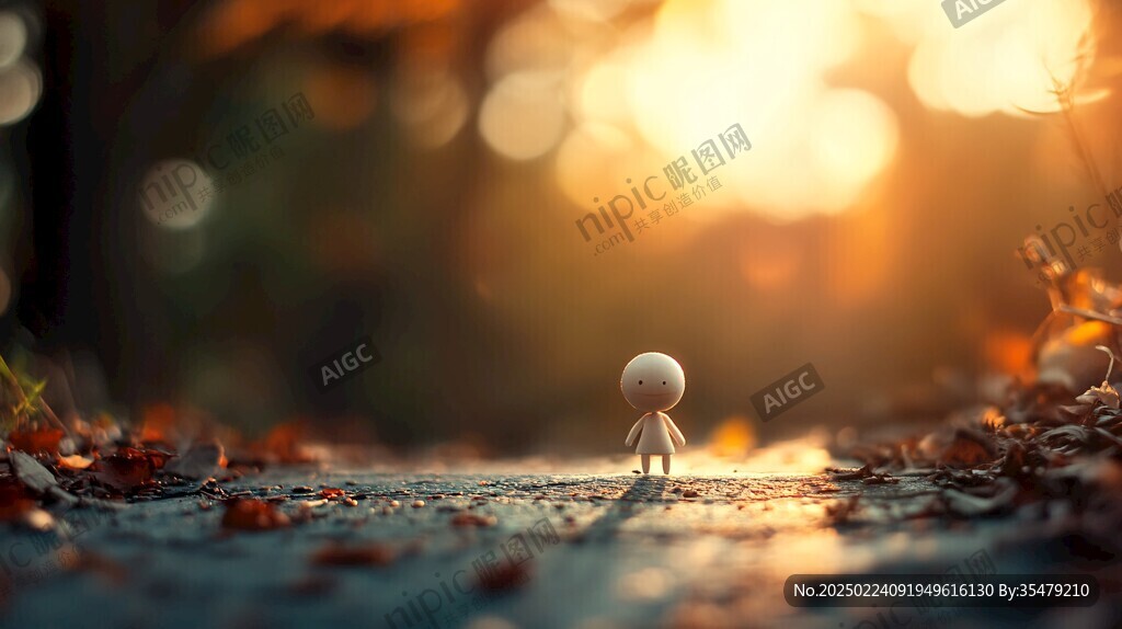 夕阳下辛勤工作的小人
