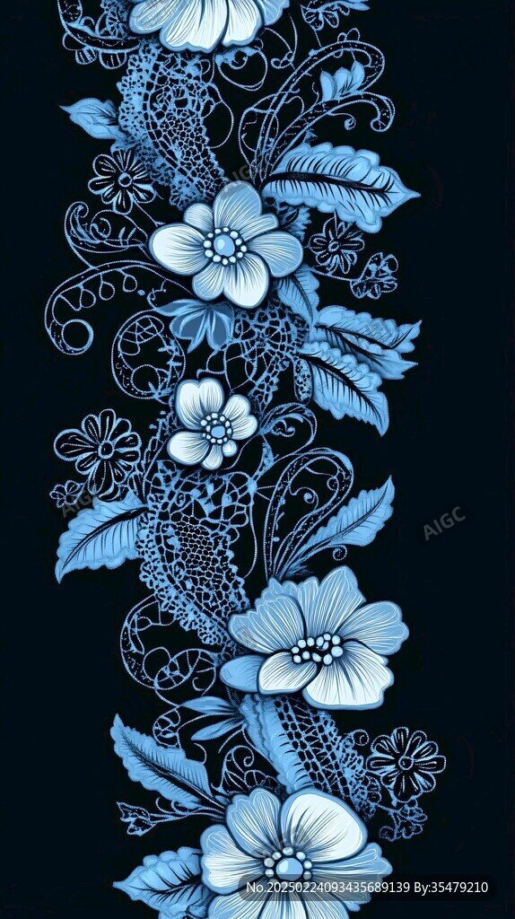 蓝色花卉图案