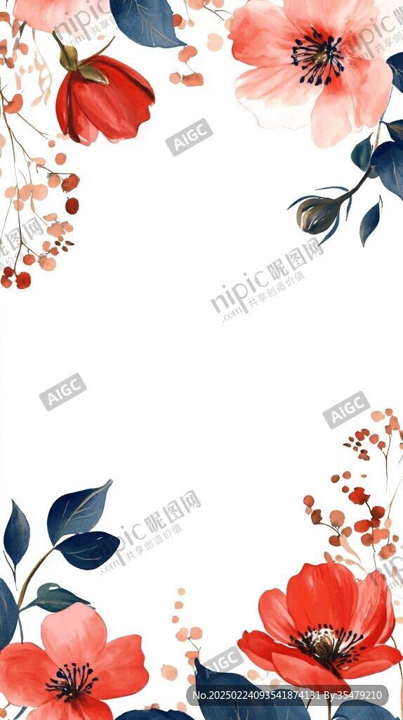 水彩花卉边框设计