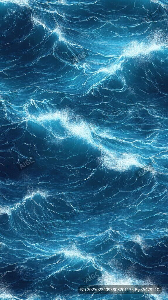 汹涌的深蓝色海洋