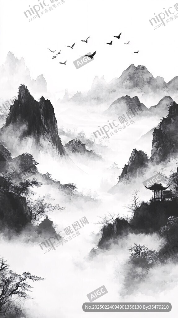 诗意古风水墨山水