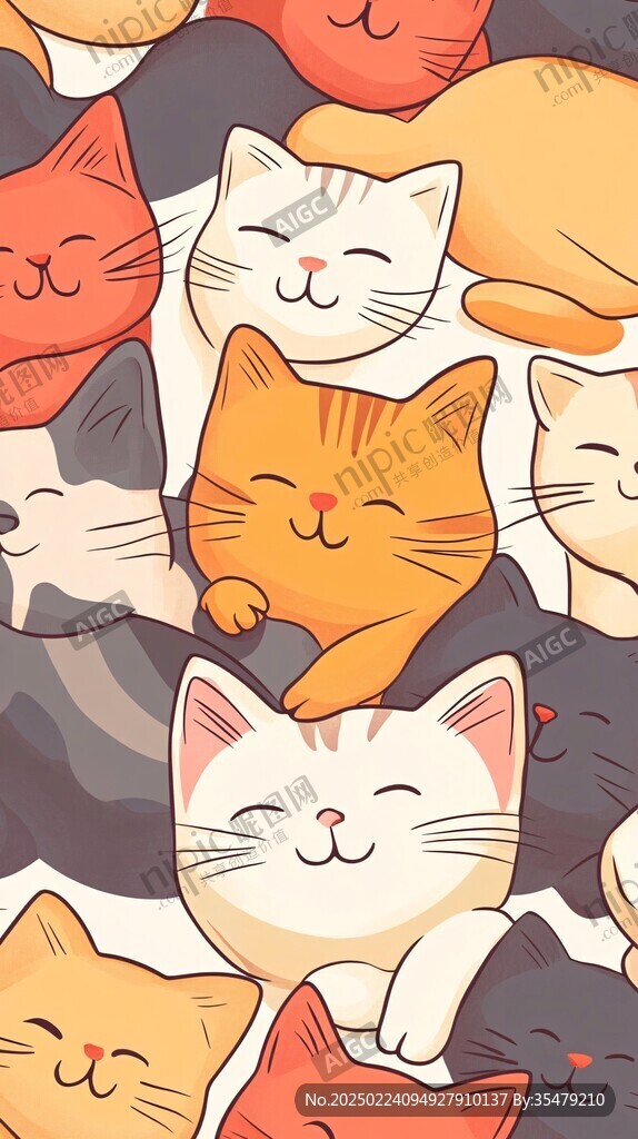 多只猫插画