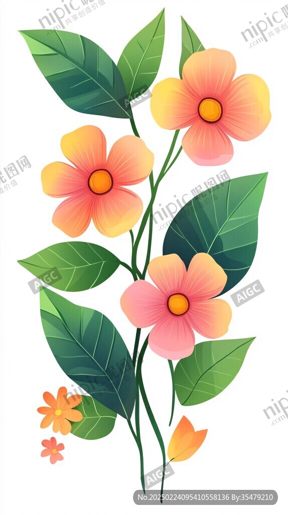 扁平化手绘花朵