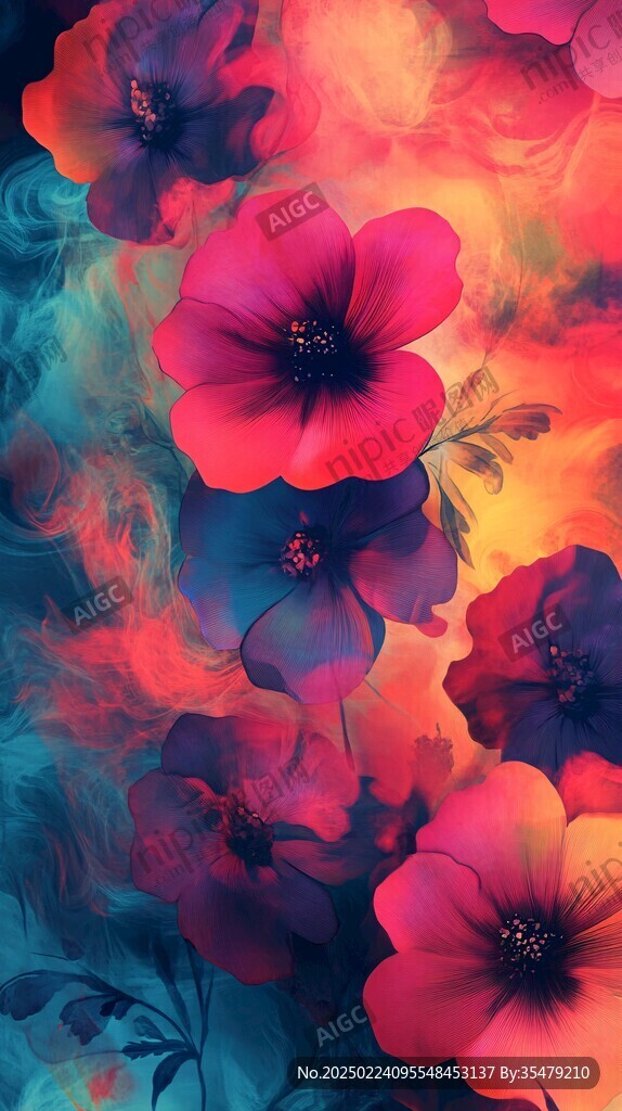 彩色绚丽梦幻唯美花朵