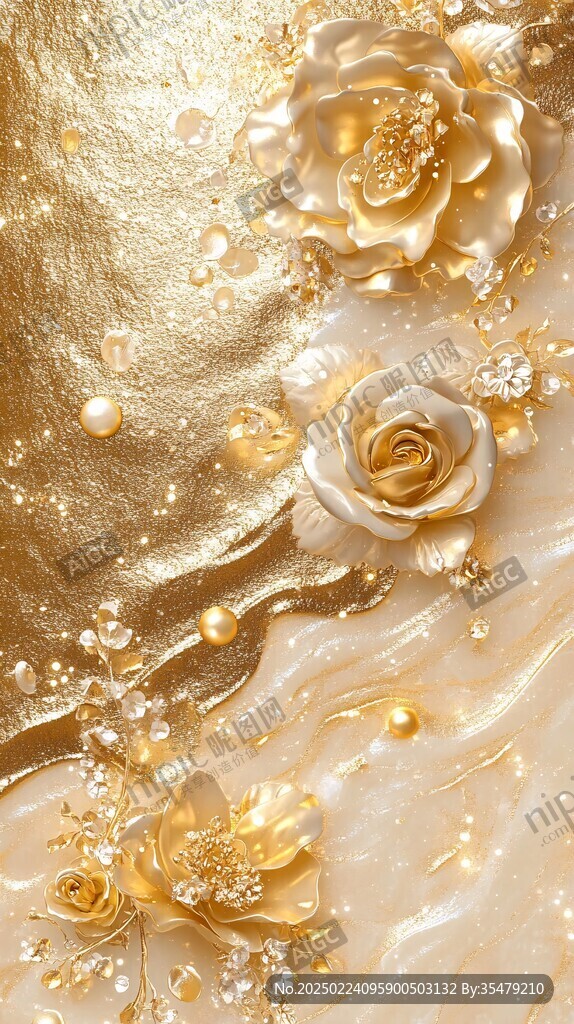 金色玫瑰花鲜艳