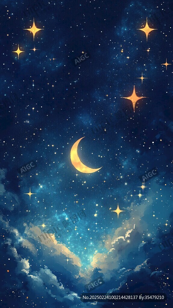 夜晚云彩星星