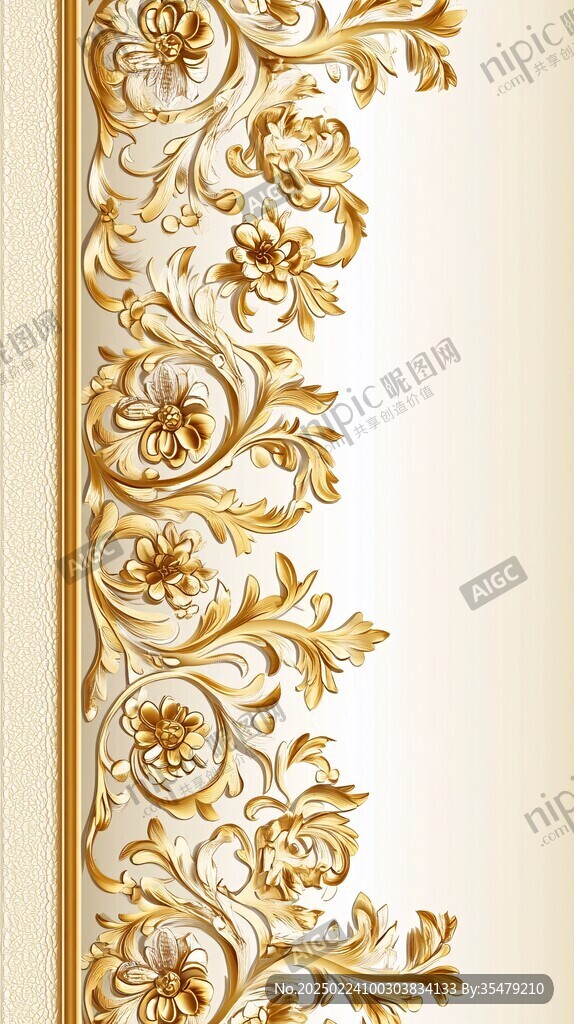 浮雕金色花纹