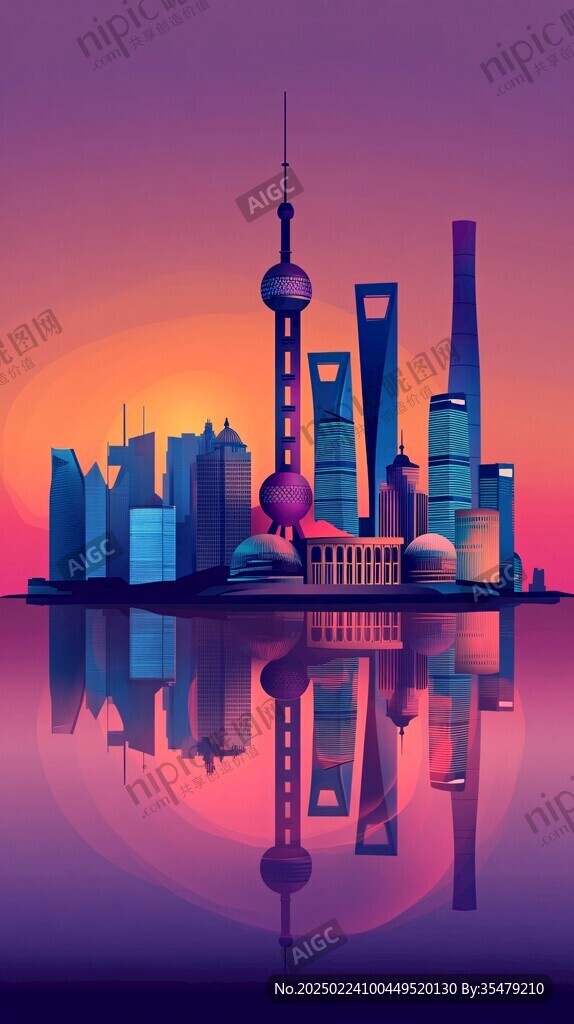 华东地区城市建筑插画