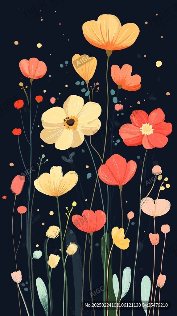 花朵插画温馨