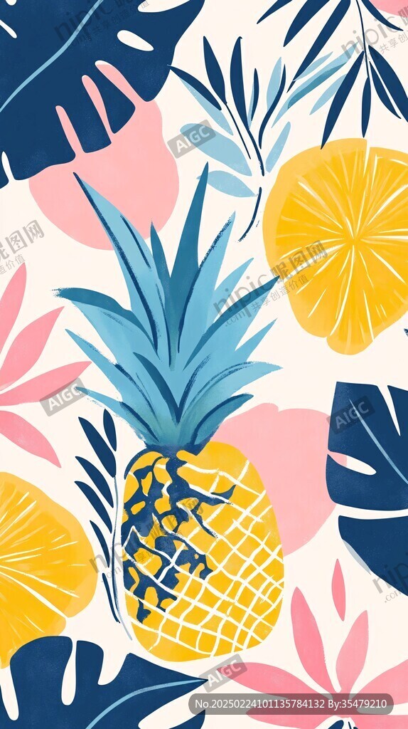 菠萝插画凤梨插画