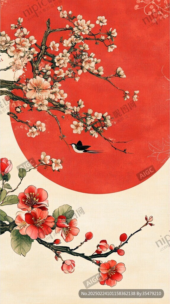 古风古典梅花花鸟