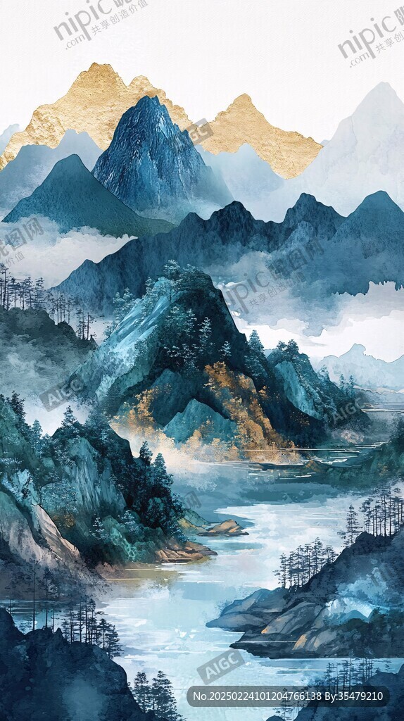 高端质感山水装饰画