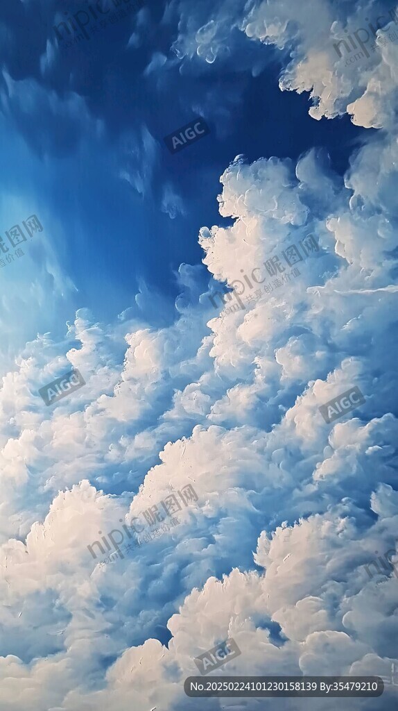 蓝天云海立体画