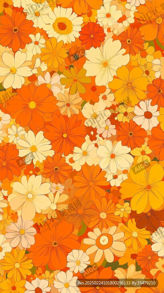 花卉橘黄色