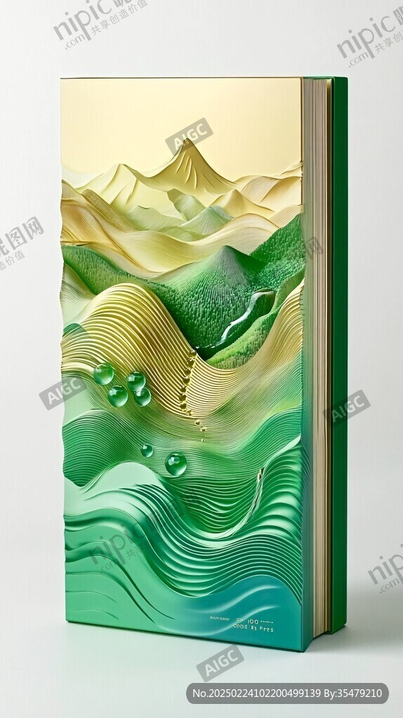 高端山水线包装插画