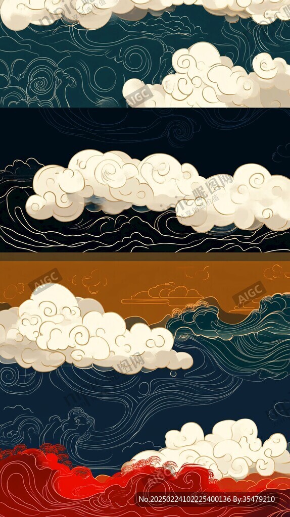 中式图案云纹浪花
