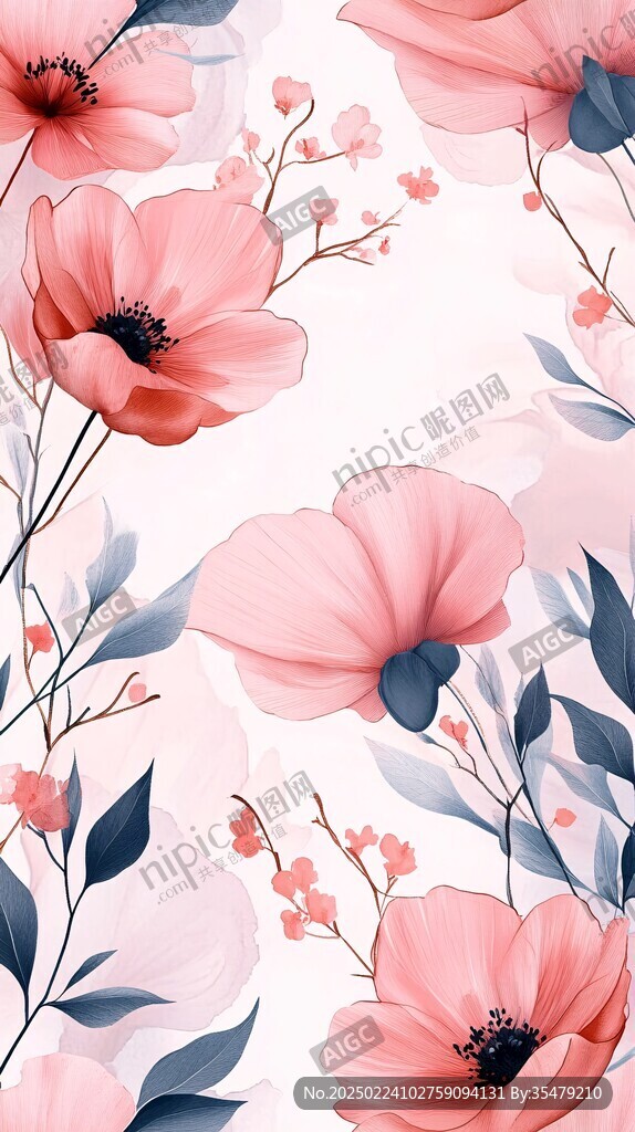 简红大气花朵
