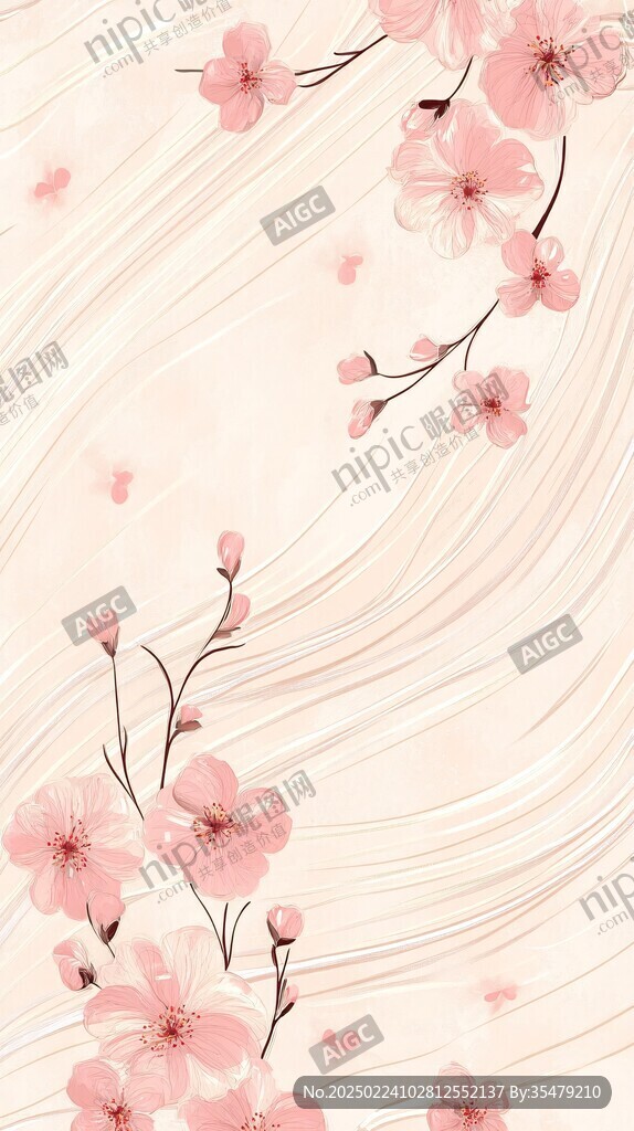 手绘桃花背景