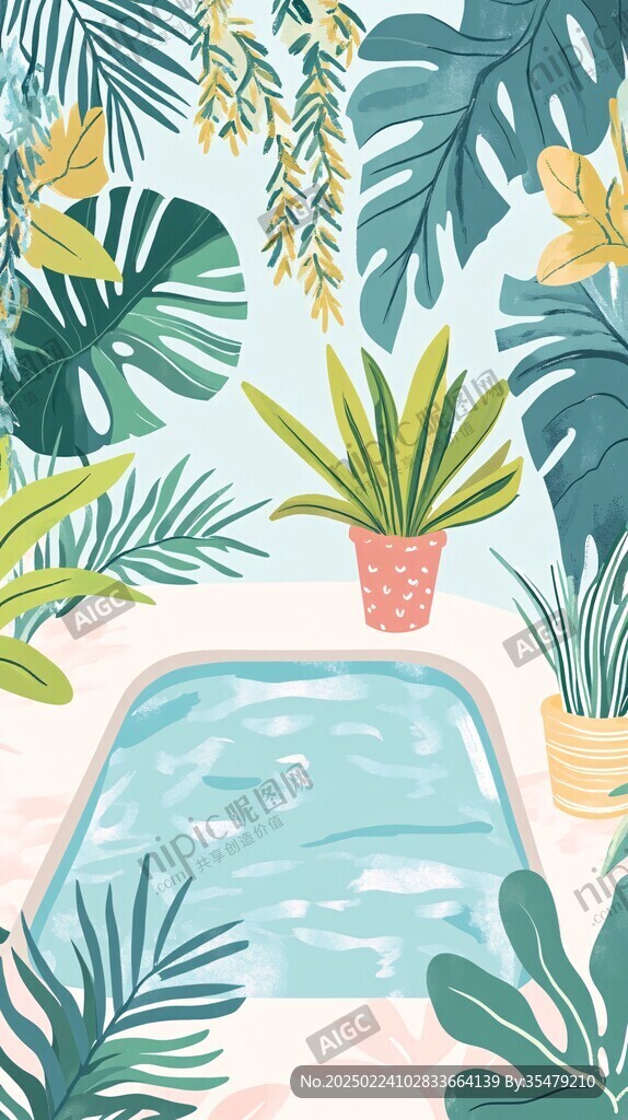 浴池插画
