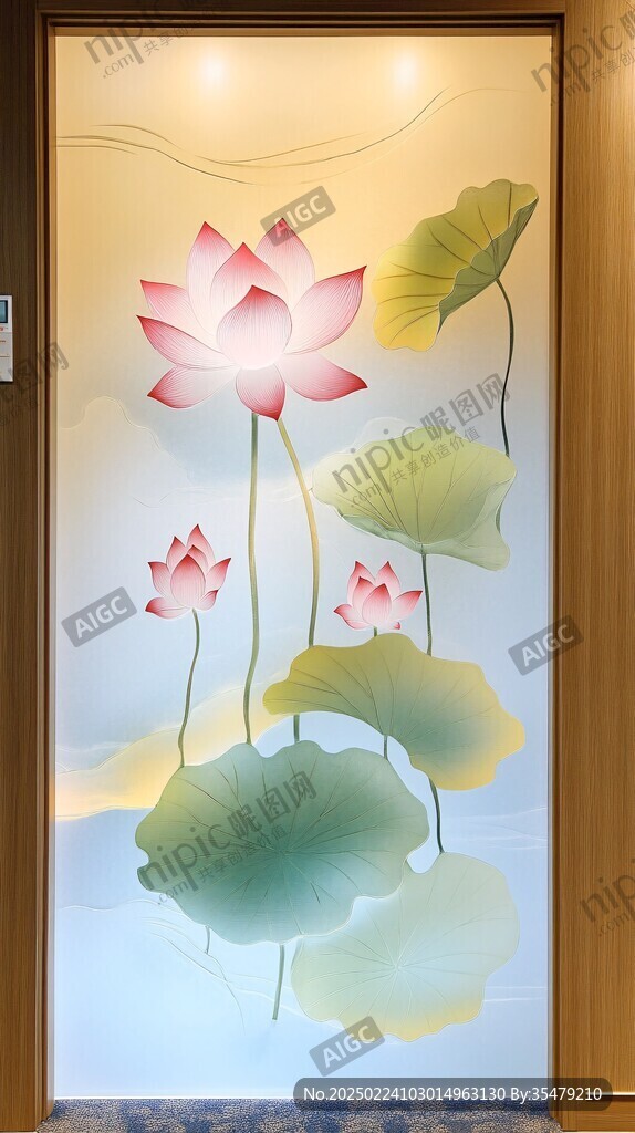 荷花吸顶软膜