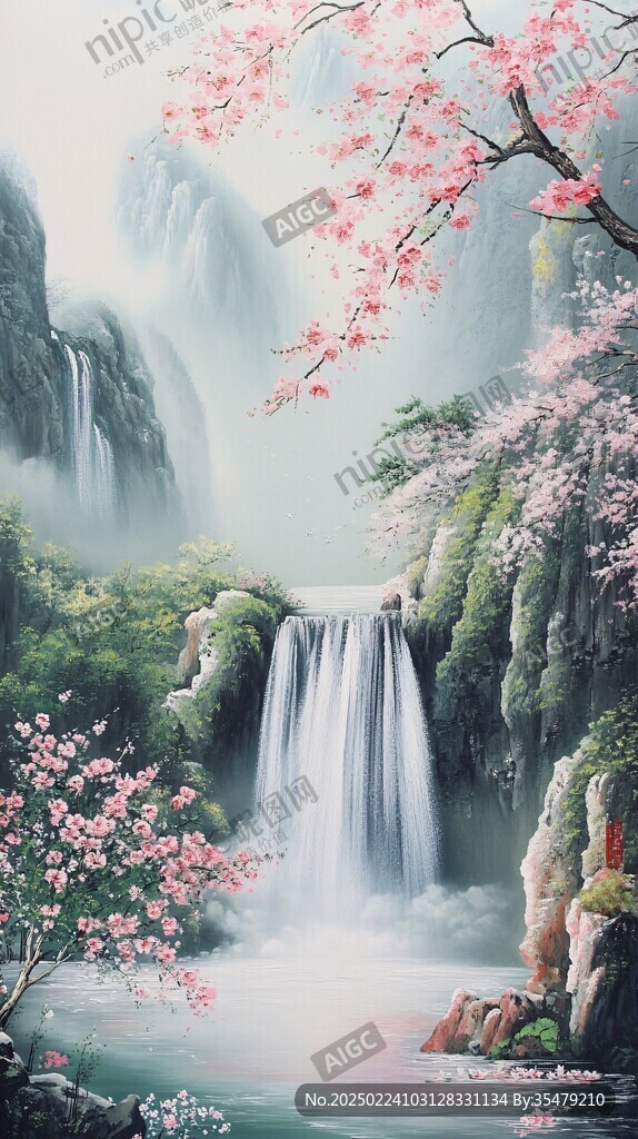 流水生财风景画