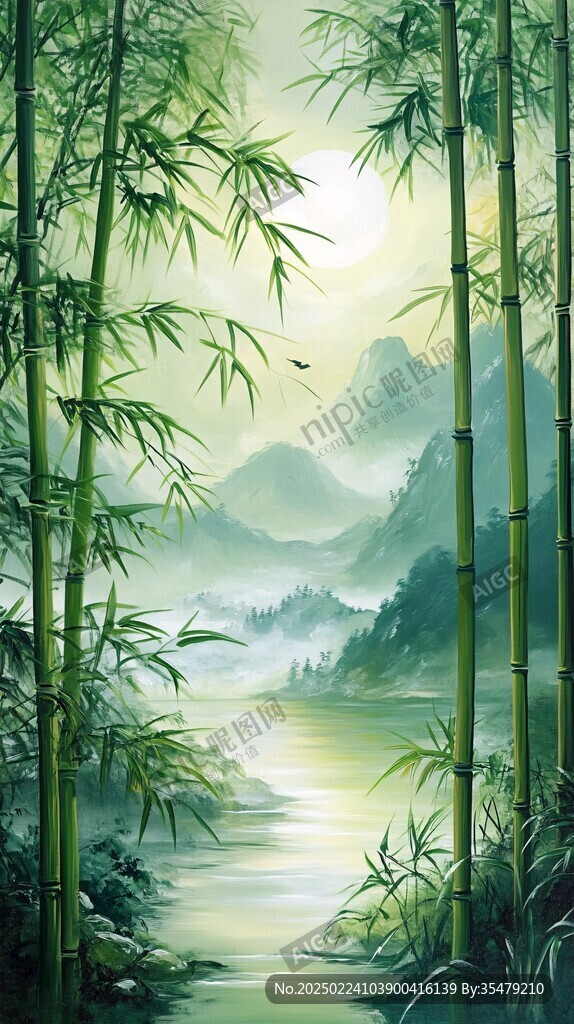 意境山水竹林装饰画
