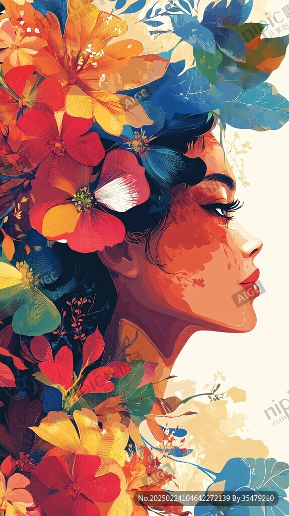 木棉花美女插画
