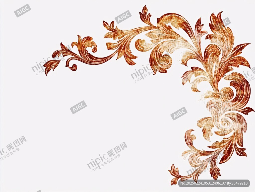 水彩金色渐变欧式花纹