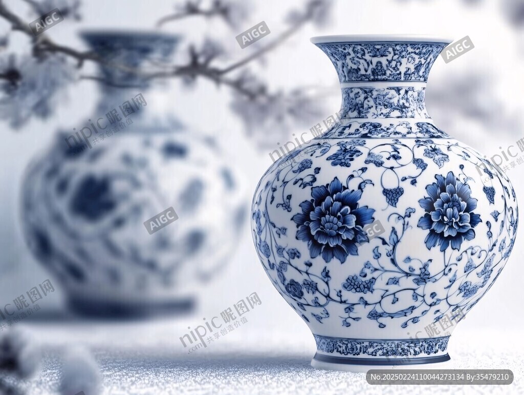 青花瓷瓶素材