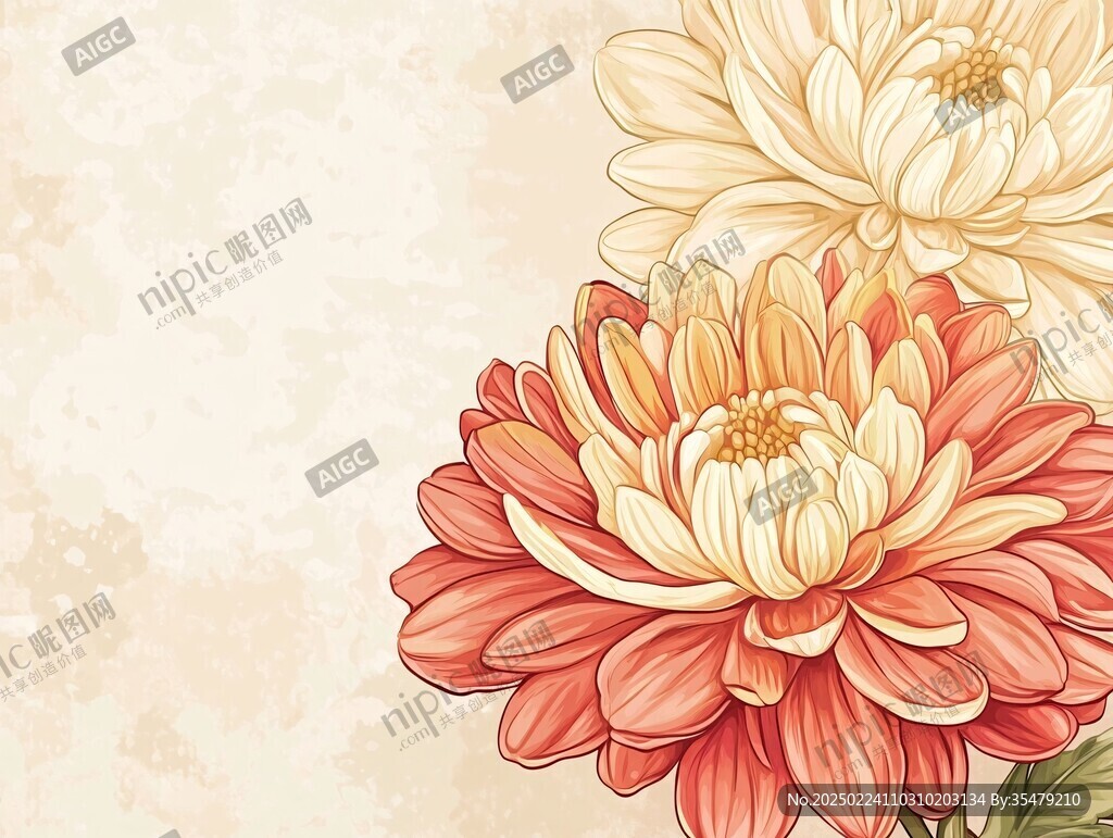 手绘大丽花