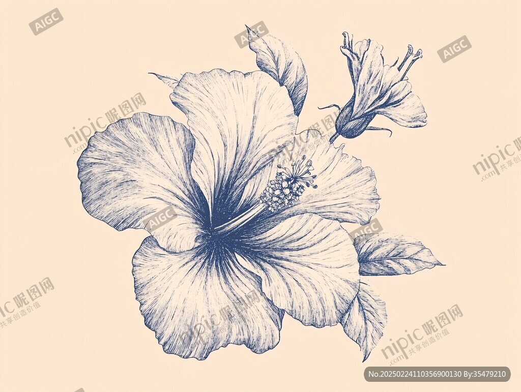 手绘扶桑花