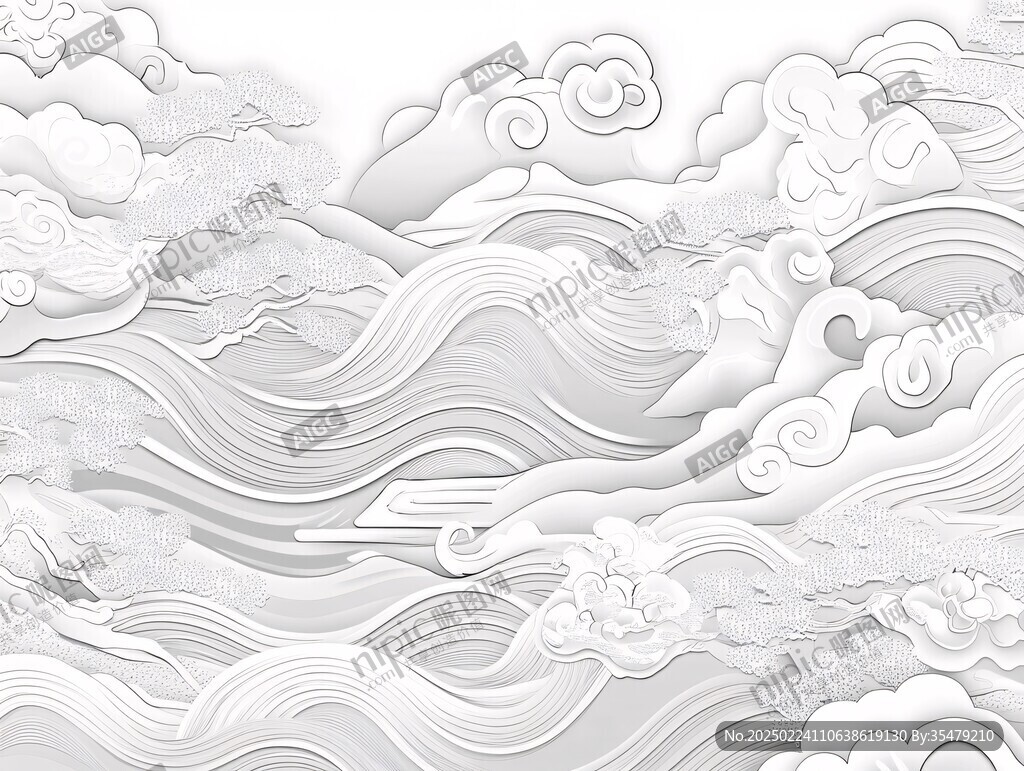 中式图案云纹浪花