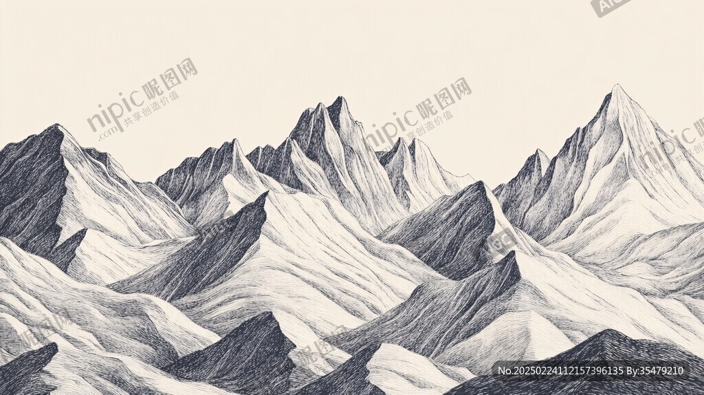 手绘群山