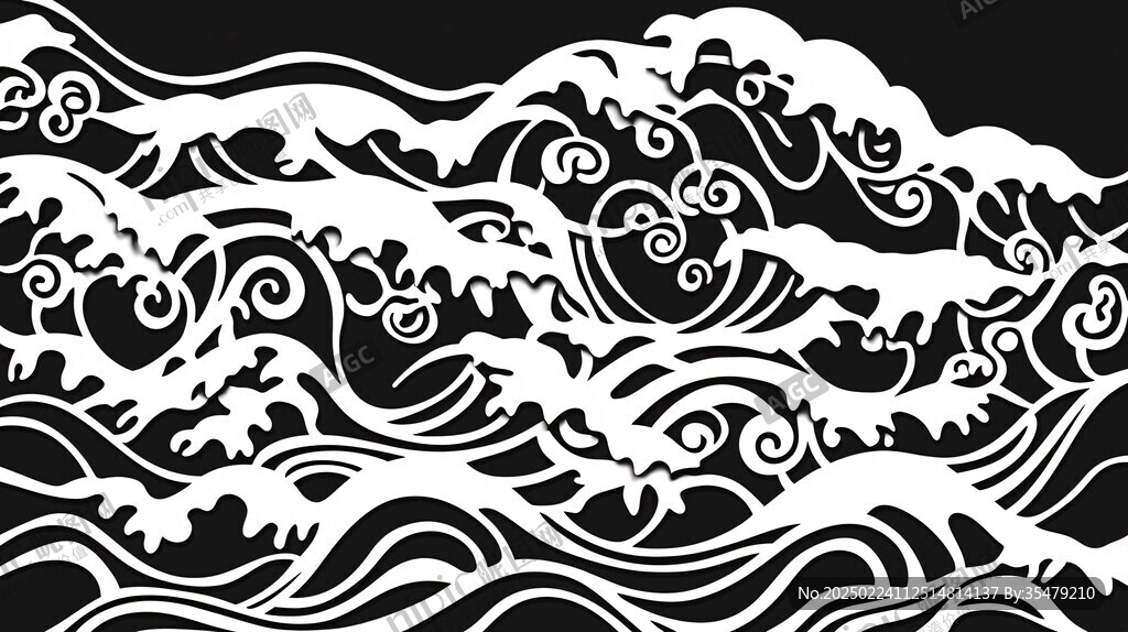 中式图案云纹浪花