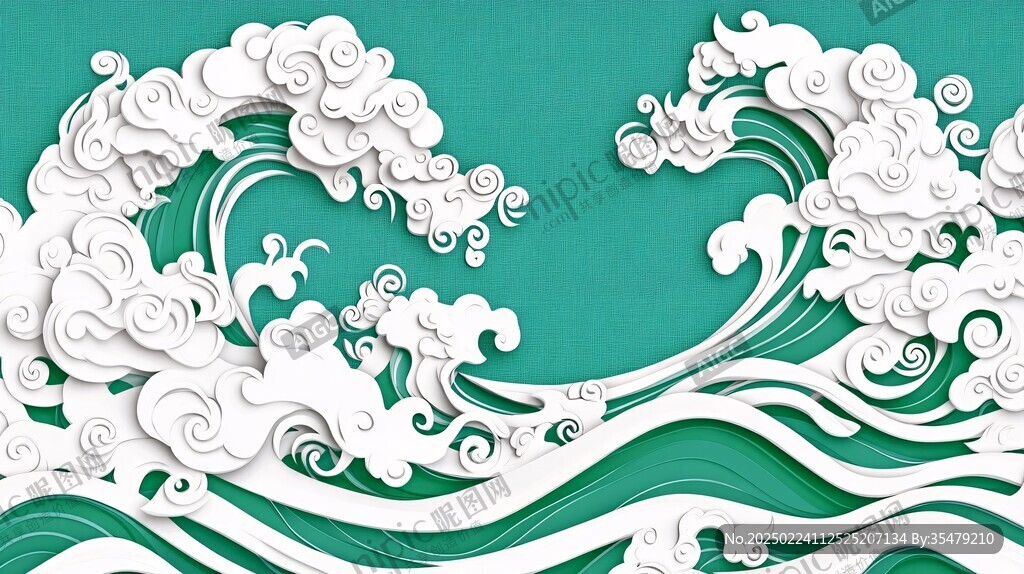 中式图案云纹浪花