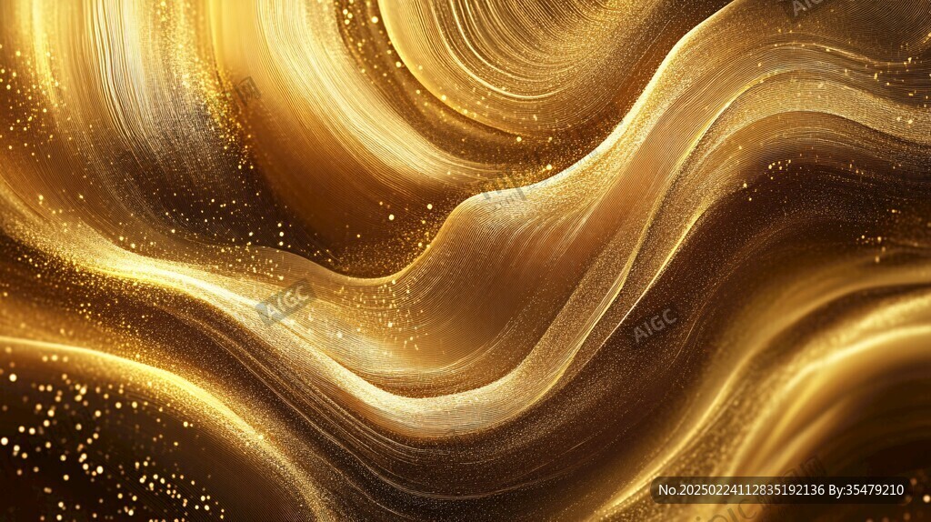 金色抽象流体纹理背景