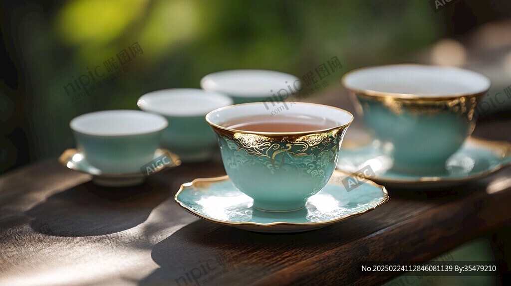 阳光下的茶具