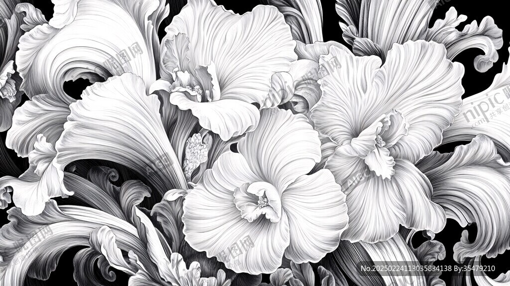 洋花灰度图